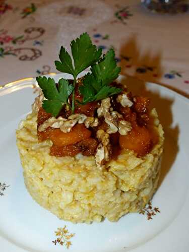 Risotto au butternut rôti au sirop d’érable et noix