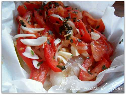 Papillotte de filets de cabillaud tomates mozzarella - Les bonnes recettes de Julie