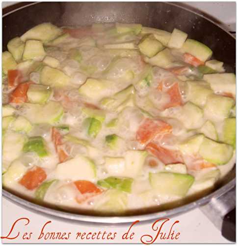 Poêlée de courgettes et de patates douces au lait de coco - Les bonnes recettes de Julie