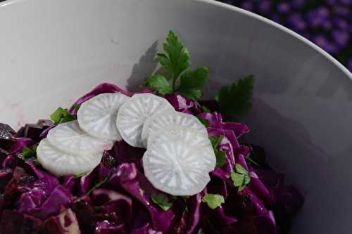 Salade fraîche chou rouge/betteraves & radis noir - Les bonnes recettes de Julie
