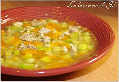 Soupe de poulet aux petits légumes & à la coriandre - Les bonnes recettes de Julie