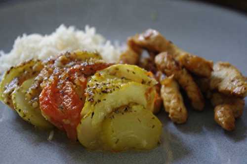 Tian de courgettes/tomates/mozzarella & chapelure au parmesan