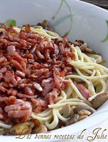 Pâtes à la carbonara & champignons