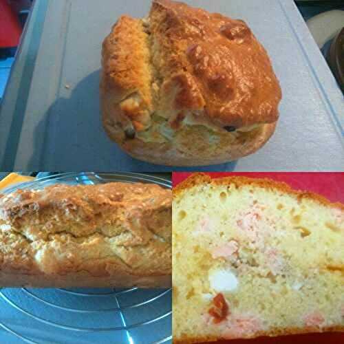 Cake au yaourt , saumon,feta et tomates séchées 