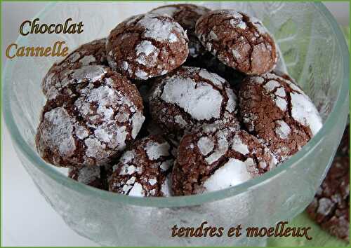 Biscuits craquelés, tendres et moelleux, au chocolat et à la cannelle, sans gluten