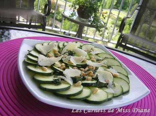 Carpaccio de courgettes citronnées, sans gluten et sans lactose