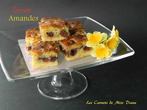 Carrés aux cerises et aux amandes, sans gluten et sans lactose