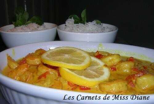 Crevettes au lait de coco, sans gluten et sans lactose