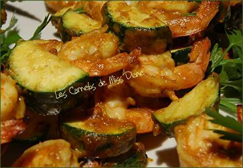 Crevettes et courgettes en brochettes...