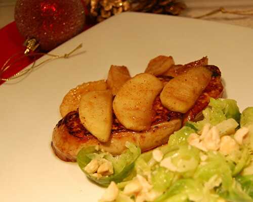 Foie gras de canard poêlé avec pommes caramélisées au vin de glace, sans gluten et sans lactose!