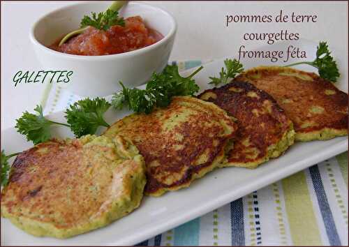 Galettes de pommes de terre, courgettes et fromage féta, sans gluten