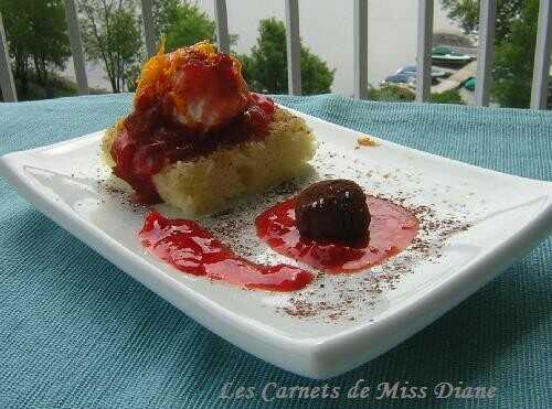 Gâteau ultra-rapide et sa compote de fraises et orange, sans gluten et sans lactose