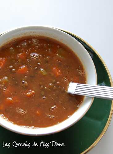 La soupe de la semaine : jambon, légumes et lentilles vertes, sans gluten et sans lactose