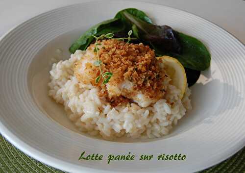 Lotte panée sur risotto au thym citron, sans gluten et sans lactose