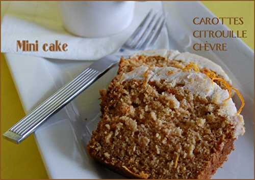 Mini cakes aux carottes et à la citrouille, crémage au chèvre et à l'orange, sans gluten