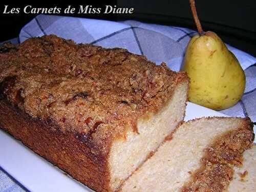 Pain ou cake aux poires et au cheddar, sans gluten - Les carnets de Miss Diane