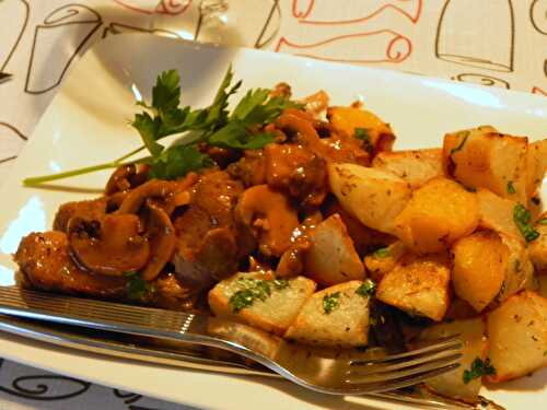 Palette de veau braisée aux champignons et au vin blanc, sans gluten