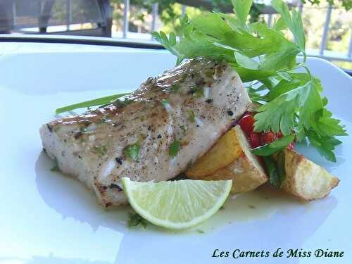 Poisson grillé, sauce au beurre et à la lime, sans gluten