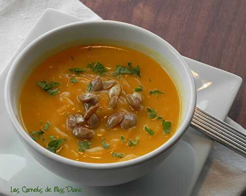 Potage à la courge et au poireau, sans gluten et sans lactose