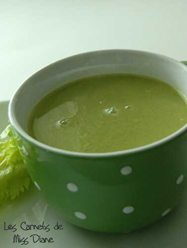 Potage de pois verts à l'air printanier... sans gluten et sans lactose