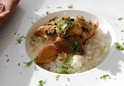 Poulet aux champignons et riz à l'italienne, sans gluten et sans lactose