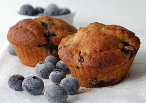 Revenons à nos classiques avec un traditionnel muffin aux bleuets, sans gluten ni lactose