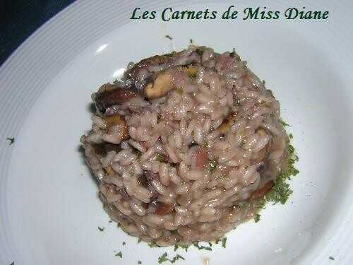 Risotto aux champignons et au vin rouge, sans gluten et sans lactose