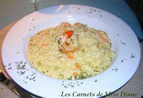 Risotto aux petits légumes et aux crevettes, sans gluten