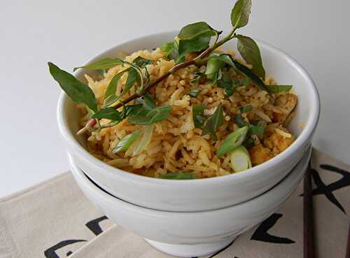 Riz frit au poulet, façon thaï, sans gluten et sans lactose