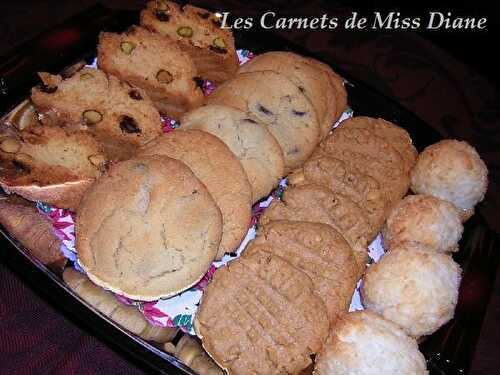 Rochers à la noix de coco, biscuits aux pépittes de chocolat et biscuits au beurre d'arachide, sans gluten - Les carnets de Miss Diane