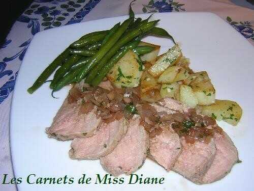 Rôti de veau au vinaigre balsamique et pommes de terre sarladaises, sans gluten et sans lactose