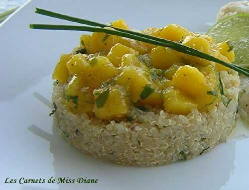 Salade de mangues sur un lit de quinoa, sans gluten et sans lactose