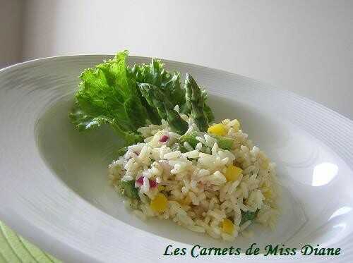 Salade de riz aux asperges, sans gluten et sans lactose
