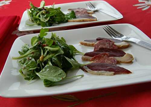 Salade et charcuterie de canard, sans gluten et sans lactose