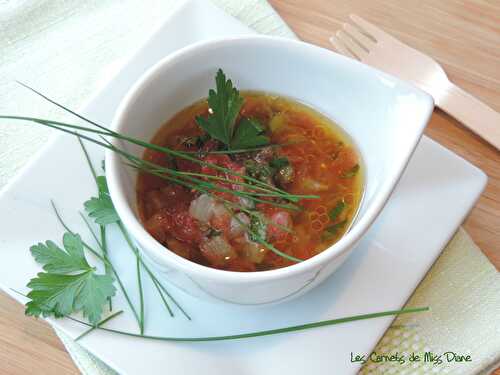 Sauce vierge pour accompagner un poisson, sans gluten et sans lactose