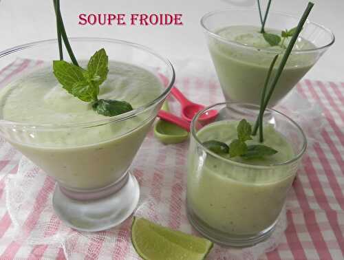 Soupe froide au concombre et à l'avocat, sans gluten ni lactose