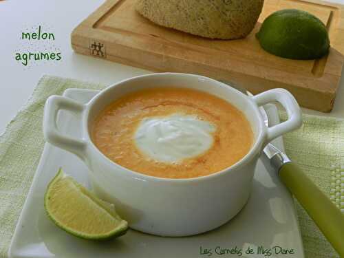 Soupe froide au melon et aux agrumes, sans gluten et sans lactose