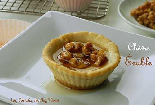 Tartelettes au chèvre et à l'érable, noix caramélisées à l'érable, sans gluten