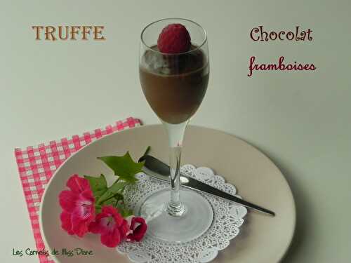 Truffes en coupe, chocolat et framboises, sans gluten et sans lactose