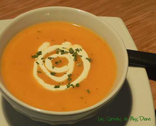 Velouté de carottes, poires et gingembre, sans gluten et sans lactose