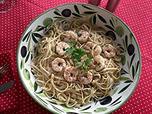 Pâtes aux crevettes citronnées, sans gluten et sans lactose