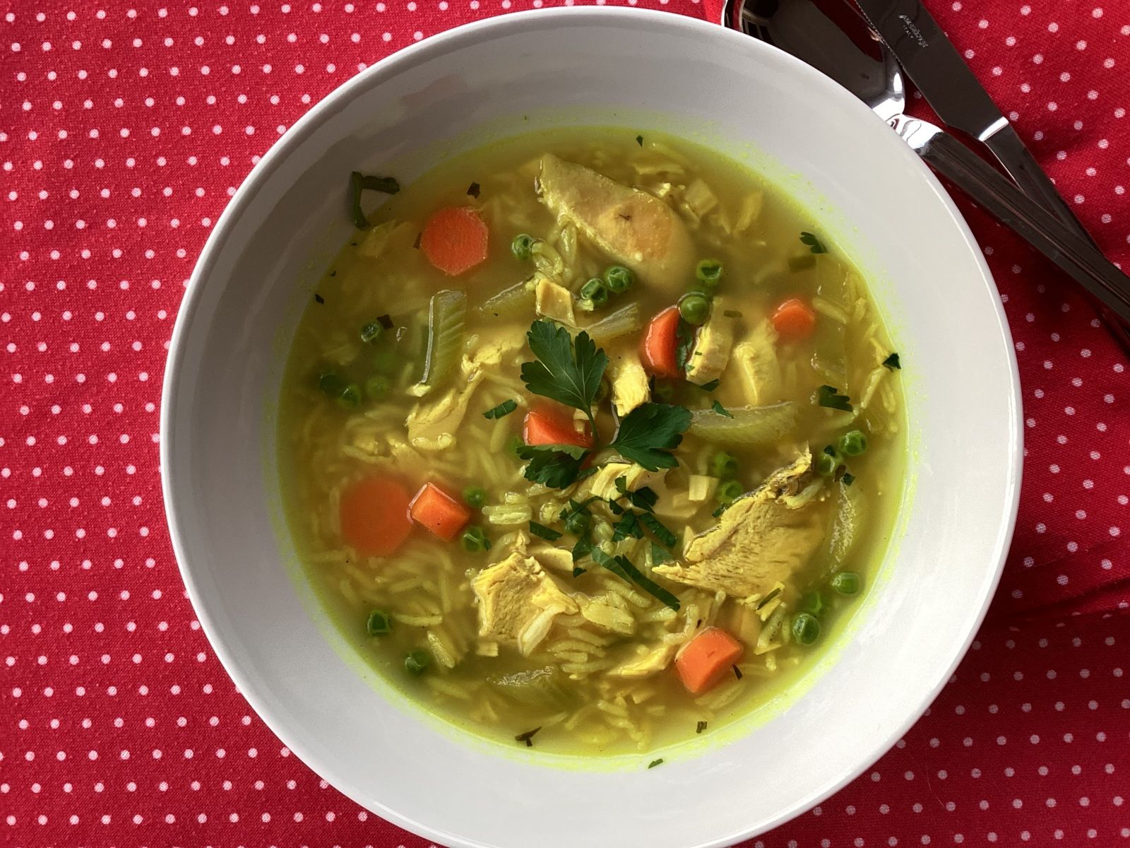 Soupe au poulet, aux légumes et au riz