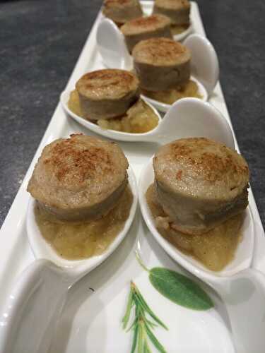 Cuillères Apéritives Boudin blanc et sa compote vanillée des Iles