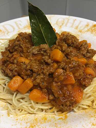 Pâtes sauce bolognaise et potiron