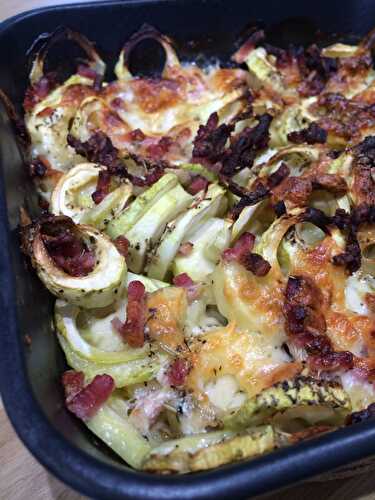 Tian de courgettes aux lardons & mozzarella