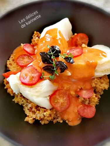 Cabillaud Sauce légère, poivron /paprika ,sur lit de quinoa