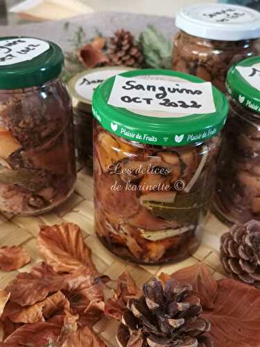 Conserves Maison des champignons « Sanguins » a l’huile ,vinaigre et aromates