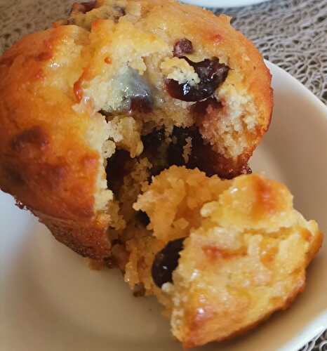 Muffin sans gluten-craneberries et pépites de chocolat blanc