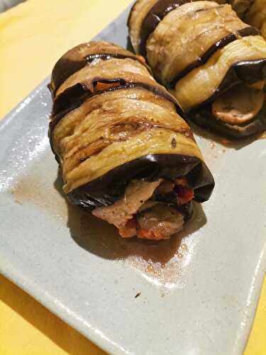 Roulés d’aubergines aux escalopes de  poulet