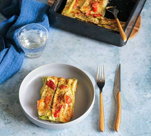 Lasagnes de courgettes, tomates cerises et jambon